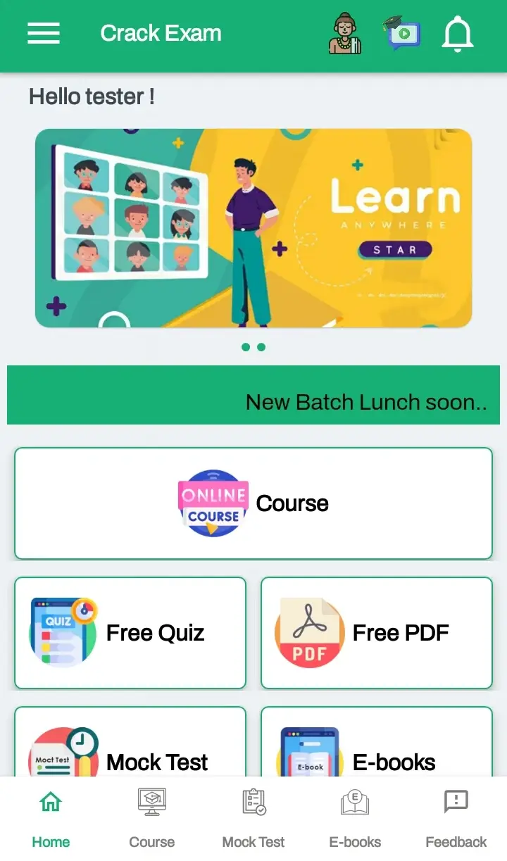 Crack Exam home screen screenshot